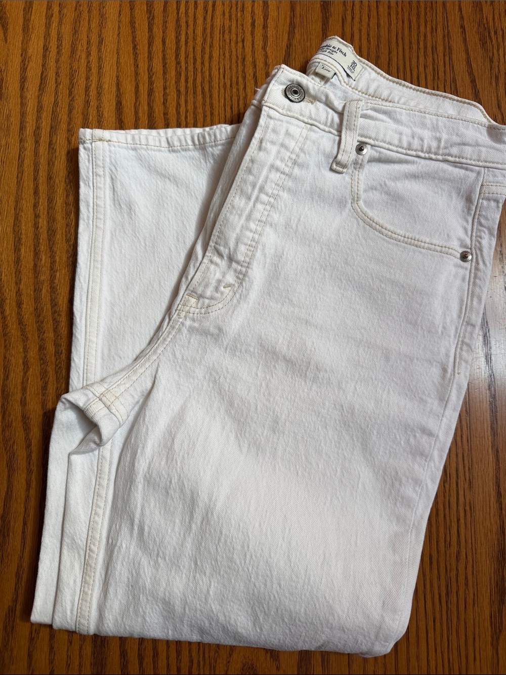 Abercrombie & Fitch White Straight Leg Jeans